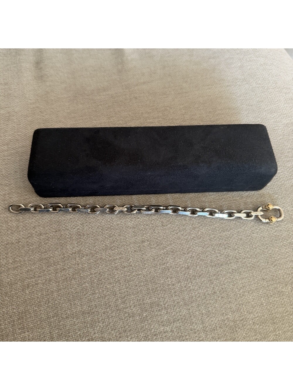 Tiffany & Co. Makers Sterling Silver 925 & 18K Gold Chain Bracelet 58.43g